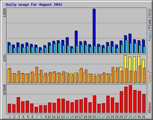 Daily usage for August 2021