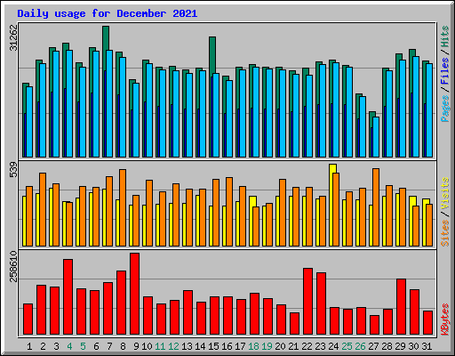 Daily usage for December 2021