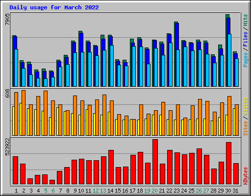Daily usage for March 2022